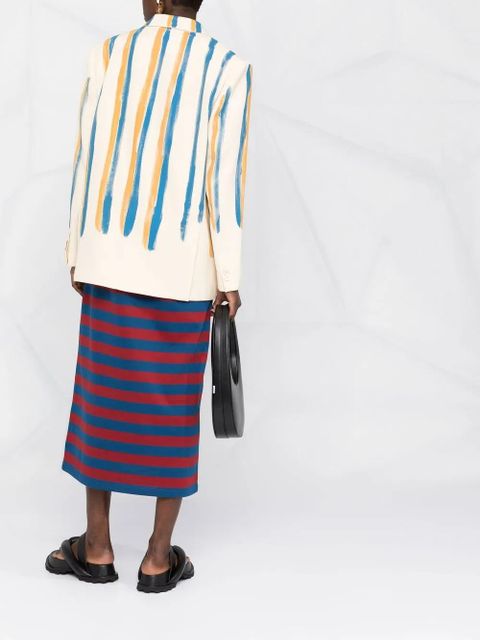 Marni striped single-breasted blazer - Neutrals