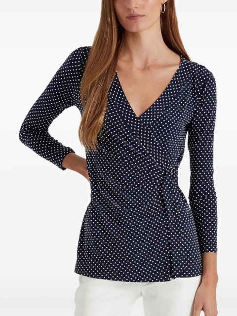 Lauren Ralph Lauren polka-dot tie blouse - Blue