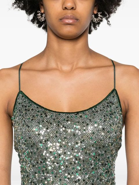 Oséree sequined mesh minidress - Green