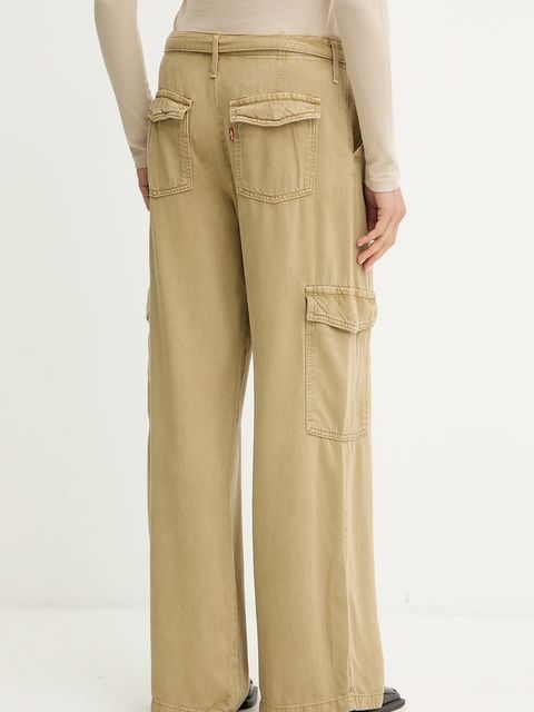 Levi's spodnie BAGGY DAD CARGO damskie kolor zielony szerokie medium waist 003IN.0005 - zdjęcie produktu nr 2