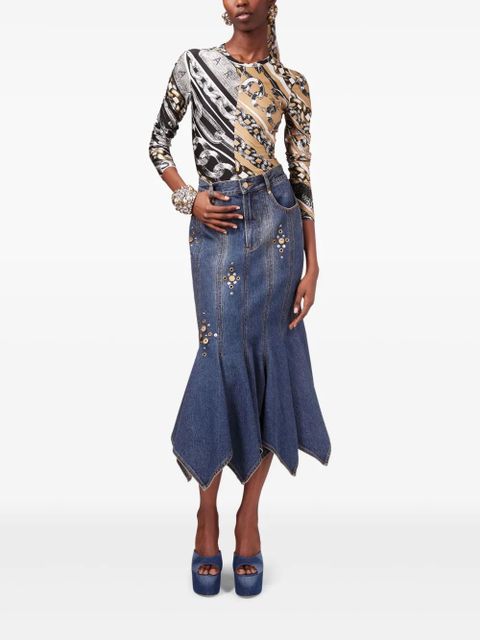 AREA stud-detail midi skirt - Blue