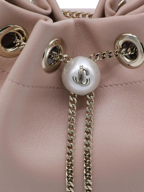 Jimmy Choo Bon Bon ring-handle pearl-charm bucket bag - Pink