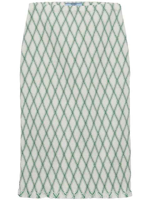 Prada patterned cotton midi skirt - Green - zdjęcie produktu nr 1