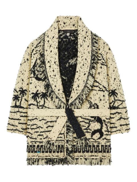 Alanui Ocean Whispers fringed graphic-pattern cardigan - Neutrals - zdjęcie produktu nr 1