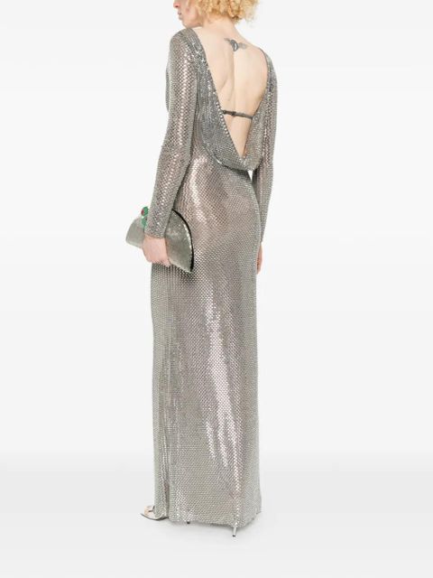 Self-Portrait long-sleeve embellished maxi dress - Silver - zdjęcie produktu nr 2