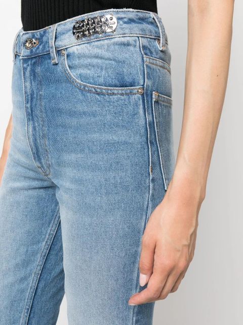 Rabanne coin-detail flared jeans - Blue
