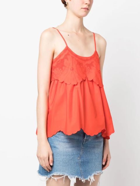 TWINSET broderie anglaise poplin top - Orange