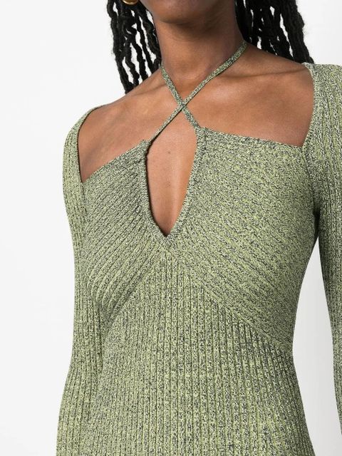 Simkhai crossover strap bodycon midi dress - Green