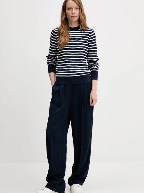 Tommy Hilfiger sweter bawełniany kolor granatowy lekki WW0WW44993 - zdjęcie produktu nr 2