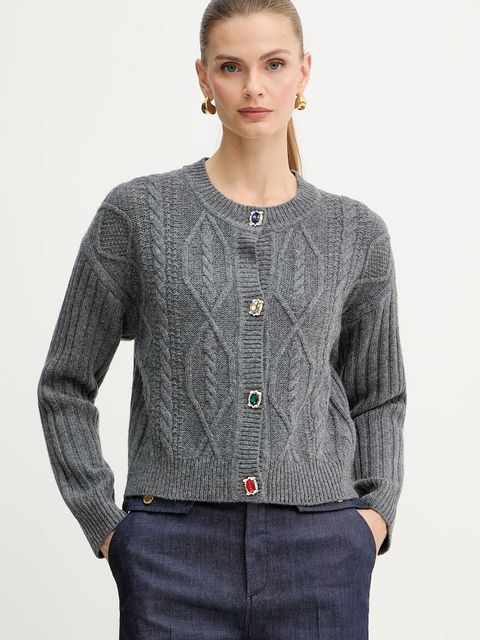 Liu Jo kardigan z dodatkiem wełny damski kolor szary ciepły MF5423 MS040