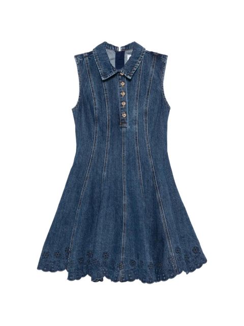 Self-Portrait broderie denim mini dress - Blue - zdjęcie produktu nr 1