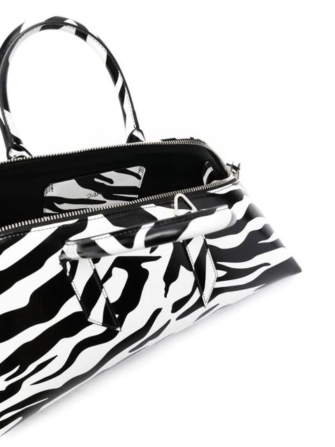 The Attico 24H zebra print leather tote bag - Black
