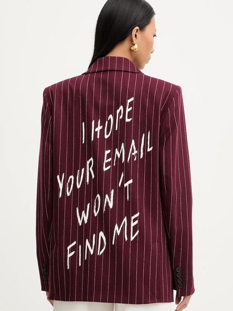 MAX&Co. marynarka z dodatkiem wełny kolor bordowy oversize wzorzysta 2528046042200