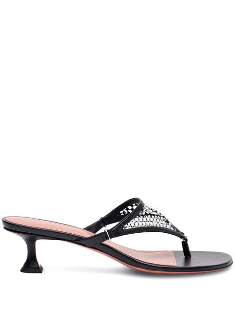 Amina Muaddi 45mm Cameron embellished heeled sandals - Black - zdjęcie produktu nr 1