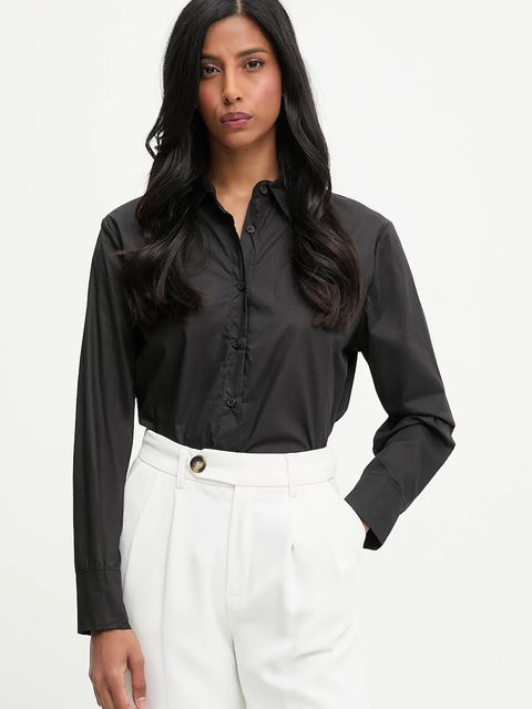 Answear.LAB koszula bawełniana damska kolor czarny regular z kołnierzykiem klasycznym