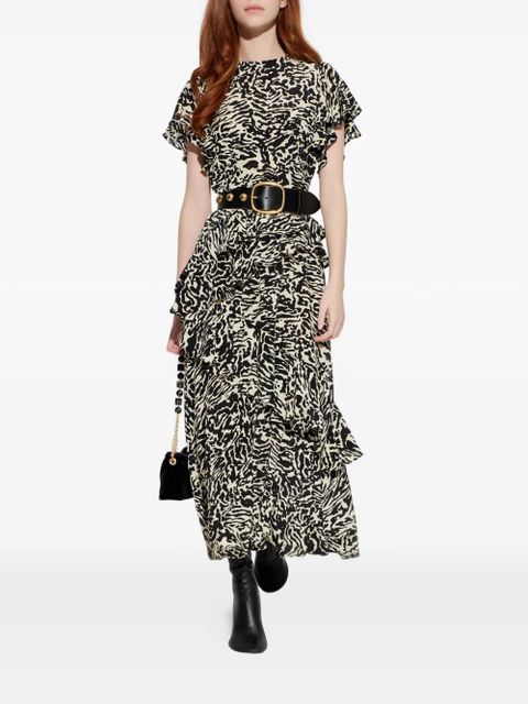 Ulla Johnson Amaia ruffled animal-print maxi dress - Black - zdjęcie produktu nr 2