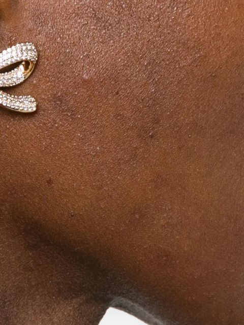 Self-Portrait bow crystal earrings - Gold