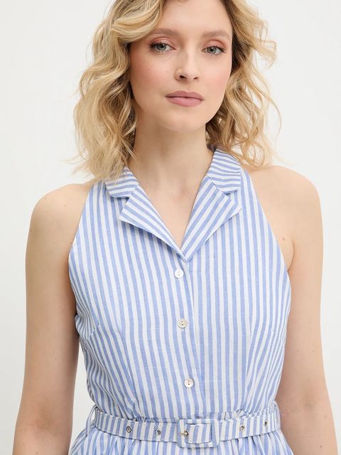 Answear.LAB sukienka kolor niebieski midi rozkloszowana