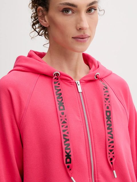 Dkny bluza damska kolor różowy z kapturem gładka DP5J9510