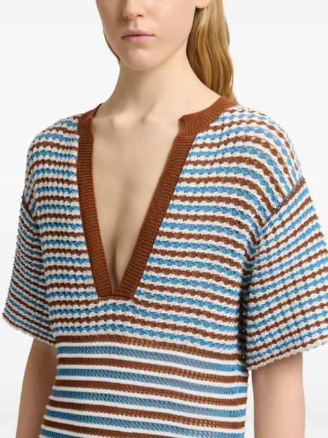 Marni striped crocheted A-line dress - Blue