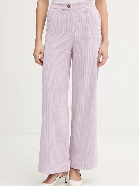 United Colors of Benetton spodnie sztruksowe damskie kolor fioletowy proste high waist 4Q5GDF0AI - zdjęcie produktu nr 1