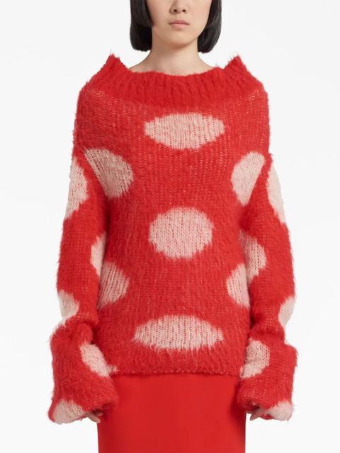 Marni polka dot-intarsia jumper - Red
