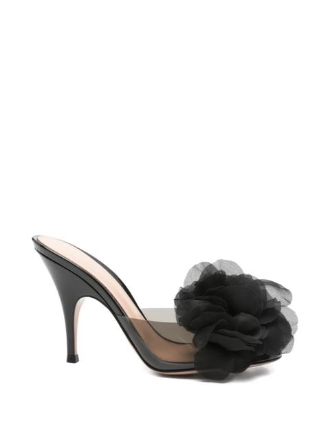 Gianvito Rossi flower-detail heeled sandals - Black - zdjęcie produktu nr 1