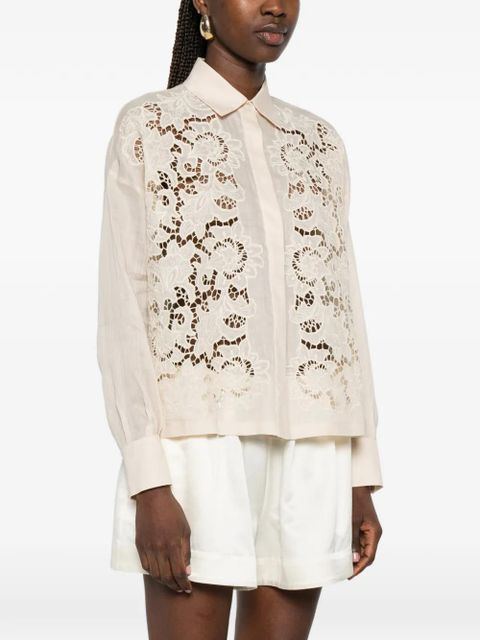 Max Mara lace-panelled shirt - Neutrals