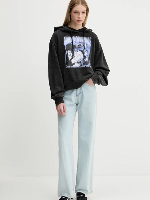 adidas Originals bluza bawełniana Buffy Hoodie damska kolor czarny z kapturem z nadrukiem JW0155