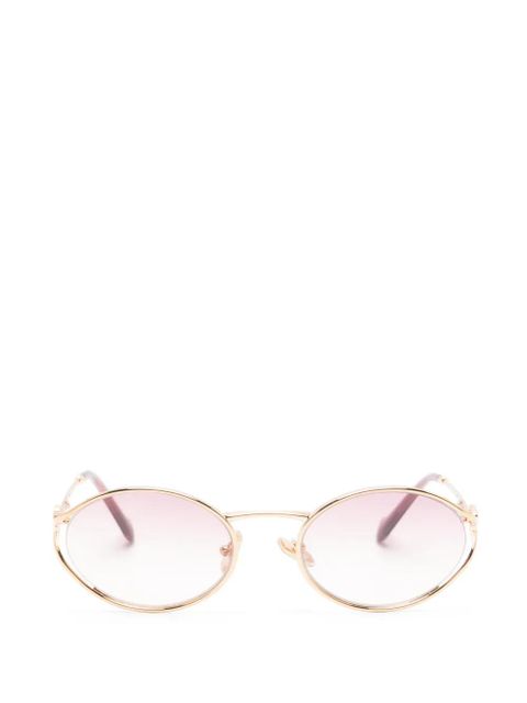 Miu Miu Eyewear logo-plaque oval-frame sunglasses - Gold - zdjęcie produktu nr 1