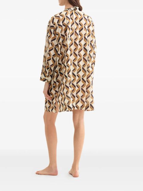 ERES Espace logo-patch geometric-print shirt - White