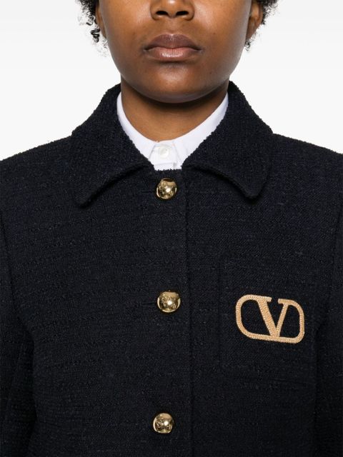Valentino Garavani single-breasted tweed jacket - Blue