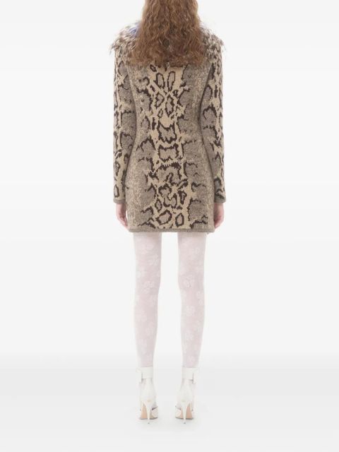 Valentino Garavani feather-trimmed animal-print dress - Neutrals