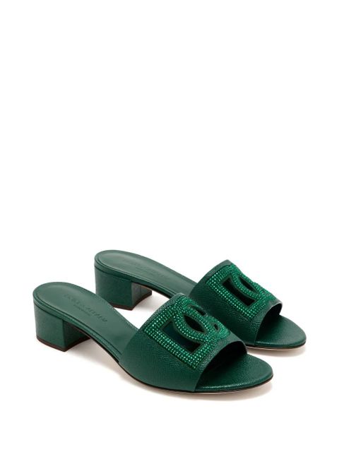 Dolce & Gabbana logo-plaque embellished mules - Green - zdjęcie produktu nr 2
