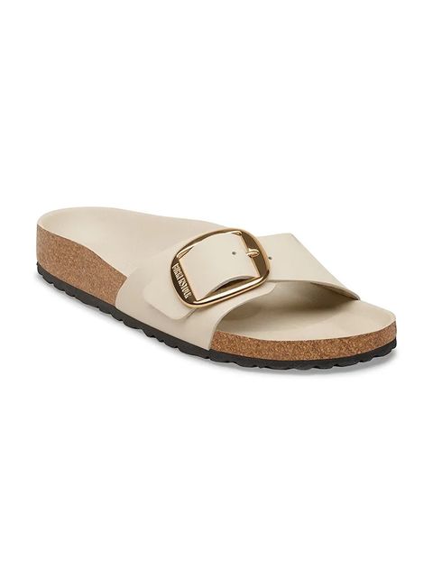 Birkenstock klapki na płaskim obcasie damskie skórzane Madrid Big Buckle - zdjęcie produktu nr 1