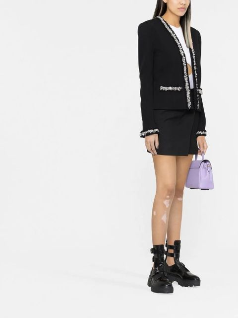 Balmain pearl-trim oversized jacket - Black