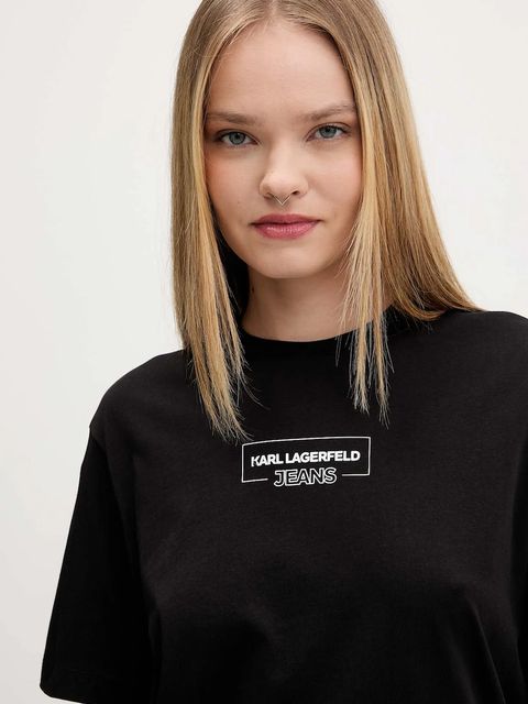 Karl Lagerfeld Jeans t-shirt bawełniany damski kolor czarny A4W17003