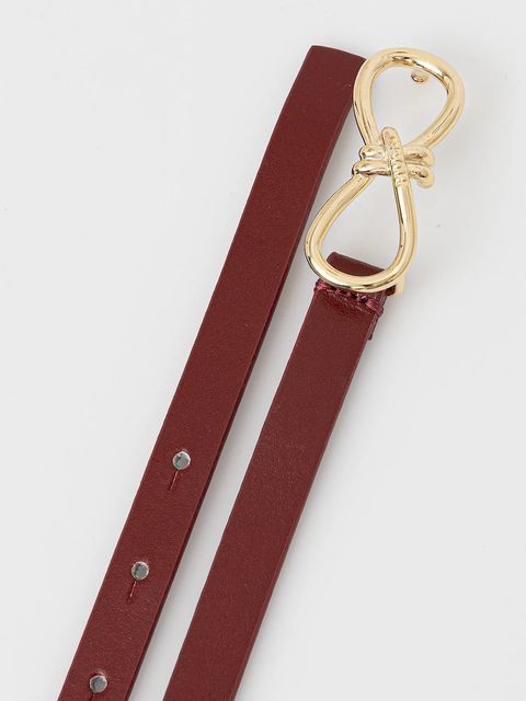 HUGO pasek skórzany damski kolor bordowy 50554103 - zdjęcie produktu nr 2