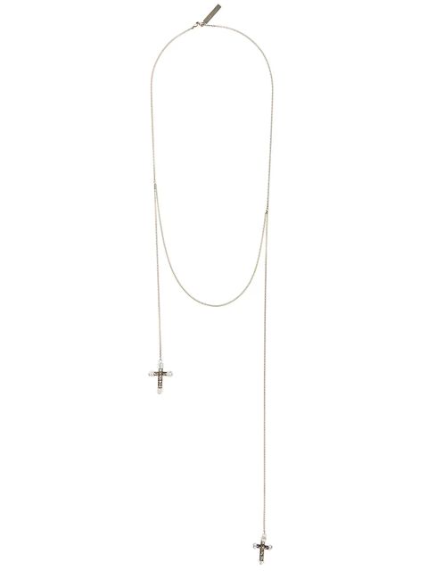 Givenchy double crucifix pendant necklace - Metallic