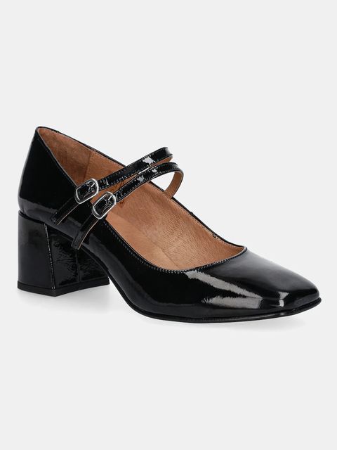 Jonak czółenka skórzane ALIENAR VERNIS PLISSE kolor czarny na słupku 3300131 - zdjęcie produktu nr 1