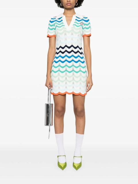 Casablanca wavy-crochet mini dress - White - zdjęcie produktu nr 2