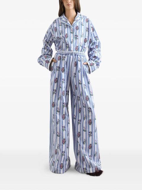 Dolce & Gabbana poplin trousers with thread floral embroidery - Blue - zdjęcie produktu nr 2