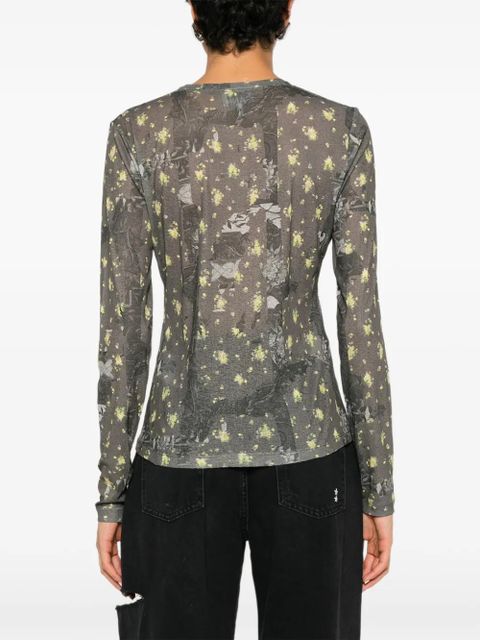 GANNI floral-print long-sleeve T-shirt - Green