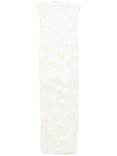 ROTATE BIRGER CHRISTENSEN floral-appliqué tulle maxi dress - White - zdjęcie produktu nr 1