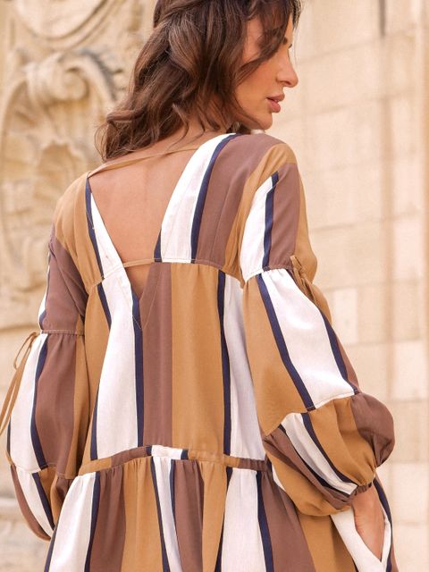 BY CABO - Luźna sukienka w pasy Mykonos