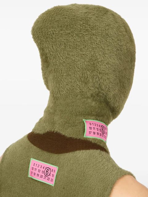 MM6 Maison Margiela Numbers-motif textured balaclava - Green