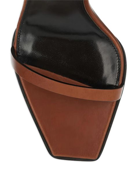 Saint Laurent 90mm May leather ankle-strap wedge sandals - Brown