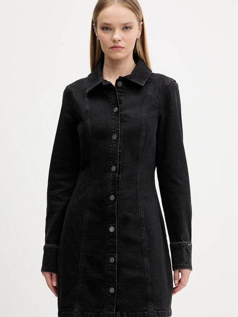 Guess Jeans sukienka jeansowa kolor czarny mini rozkloszowana W5BK48 D0831 - zdjęcie produktu nr 1