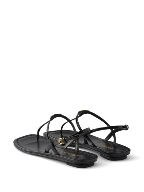 Prada triangle-logo patent-leather sandals - Black