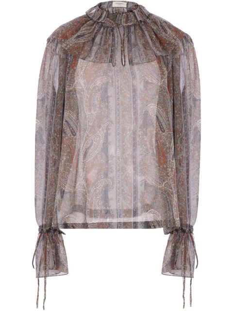 Saint Laurent paisley-print silk blouse - Neutrals - zdjęcie produktu nr 1